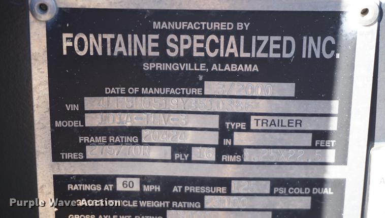 image for item DA1256 2000 Fontaine TH55 lowboy equipment trailer