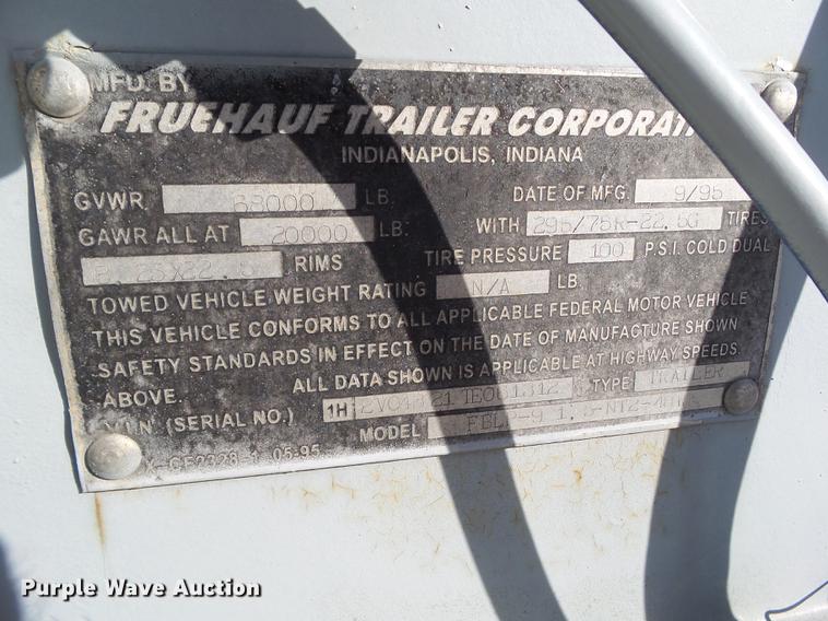 image for item DH9452 1996 Fruehauf FBLP-9 dry van trailer