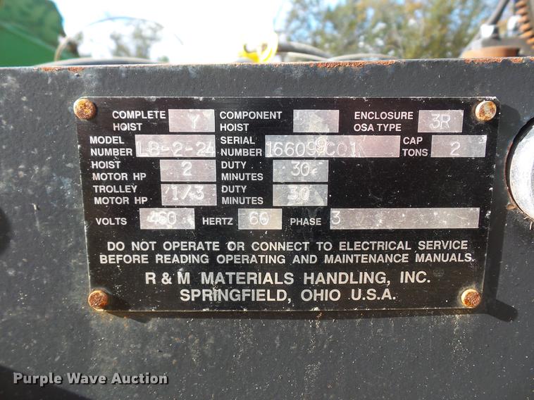 image for item BV9203 R&M material handling trolley hoist