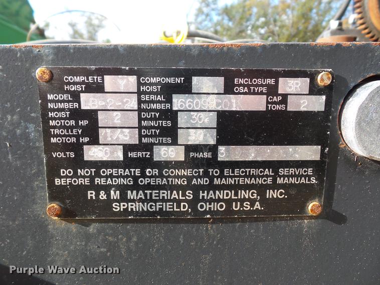 image for item BV9203 R&M material handling trolley hoist