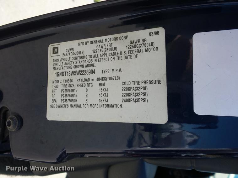 image for item DA0890 1998 Chevrolet Blazer SUV