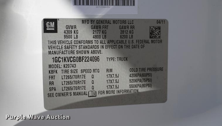 image for item DA1309 2011 Chevrolet Silverado 2500HD Crew Cab pickup truck