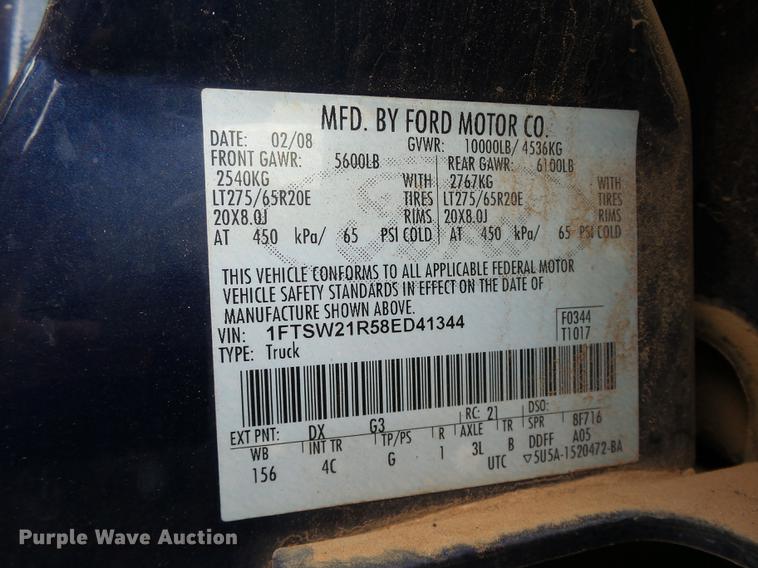 image for item DB4229 2008 Ford F250 Super Duty Lariat Crew Cab pickup truck