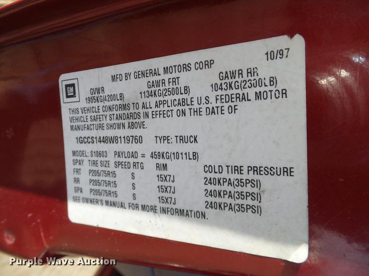 image for item DB5021 1998 Chevrolet S10 pickup truck