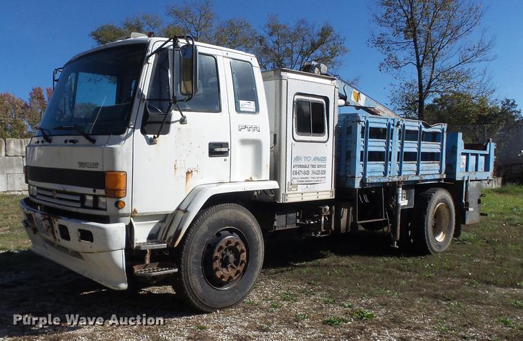 image for item DB6354 1990 Isuzu FTR flatbed truck with crane