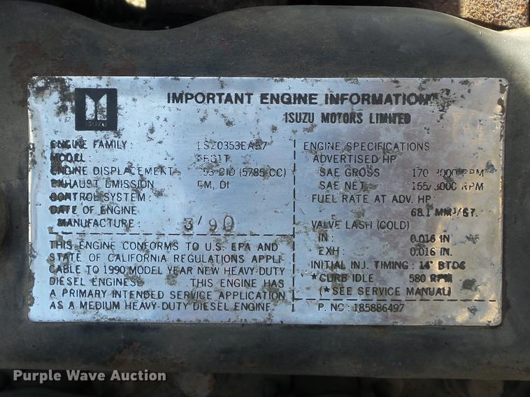 image for item DB6354 1990 Isuzu FTR flatbed truck with crane