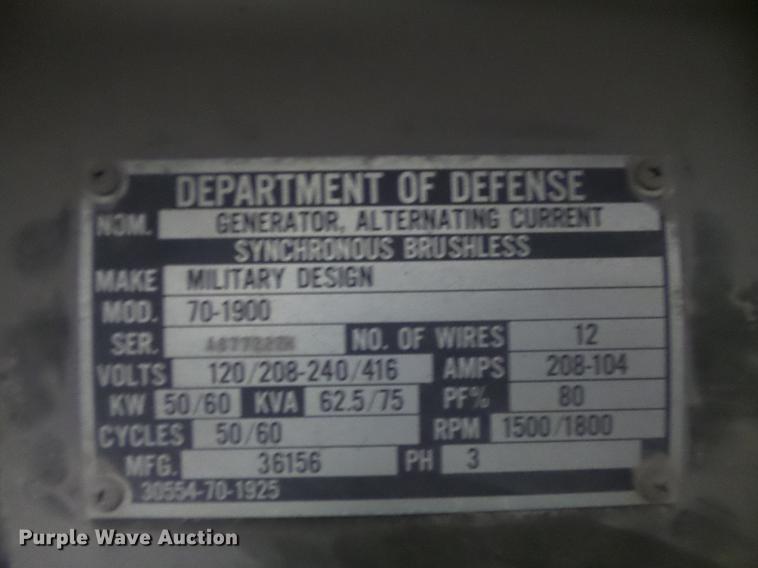 image for item DB6358 1978 military generator