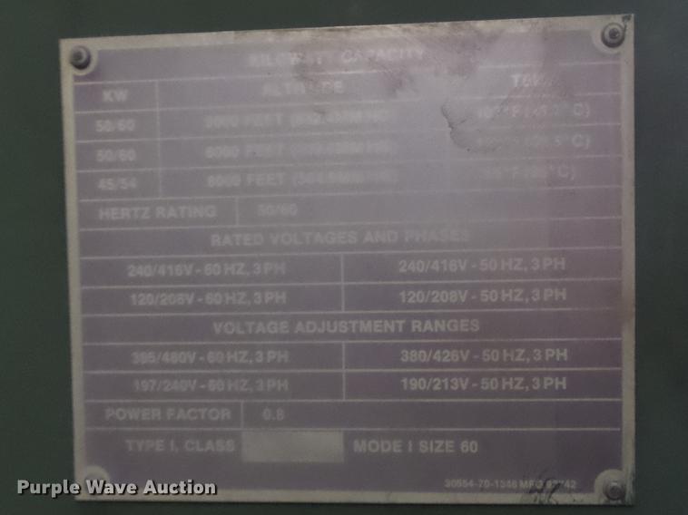 image for item DB6358 1978 military generator