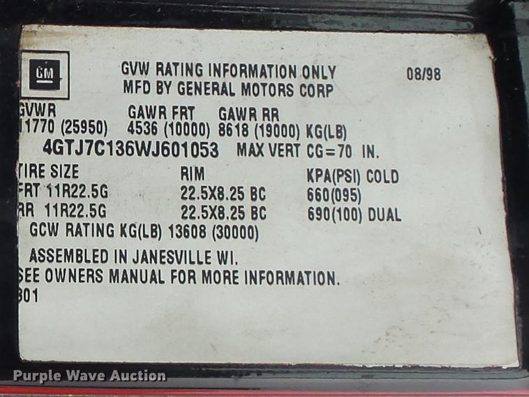 image for item DB6386 1998 Isuzu FTR refrigerated truck