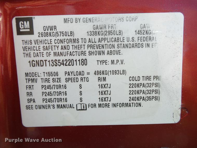 image for item DB7359 2002 Chevrolet TrailBlazer LT SUV