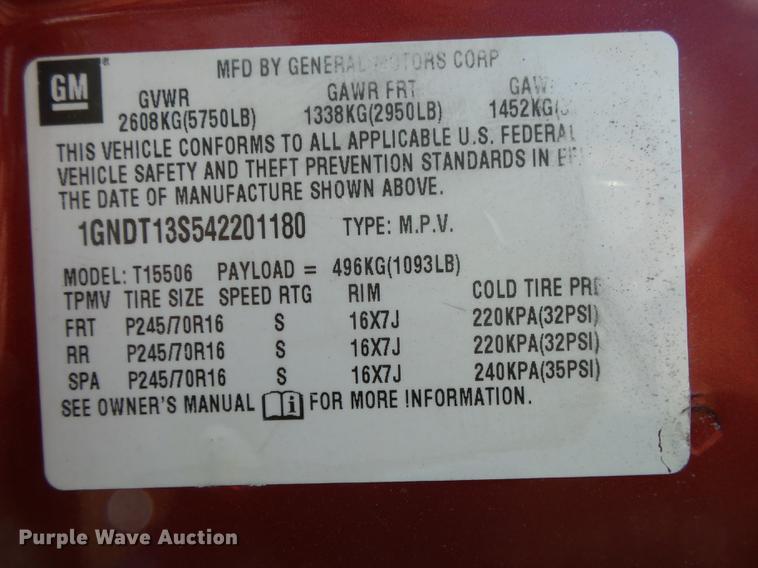 image for item DB7359 2002 Chevrolet TrailBlazer LT SUV