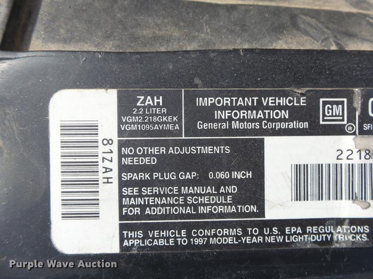 image for item DB7362 1997 Chevrolet S10 Ext. Cab pickup truck