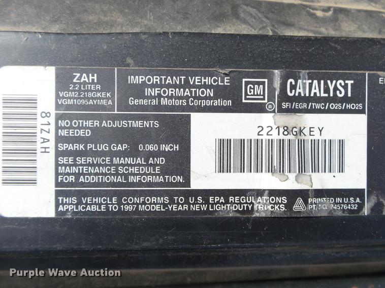 image for item DB7362 1997 Chevrolet S10 Ext. Cab pickup truck