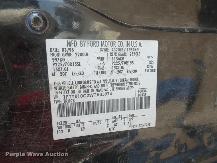 image for item DB8041 1998 Ford Ranger pickup truck