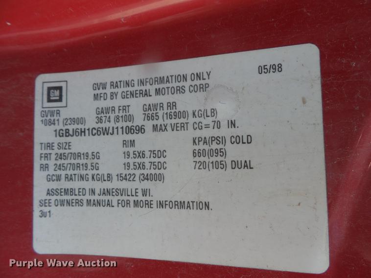 image for item DB8043 1998 Chevrolet C6500 rollback truck