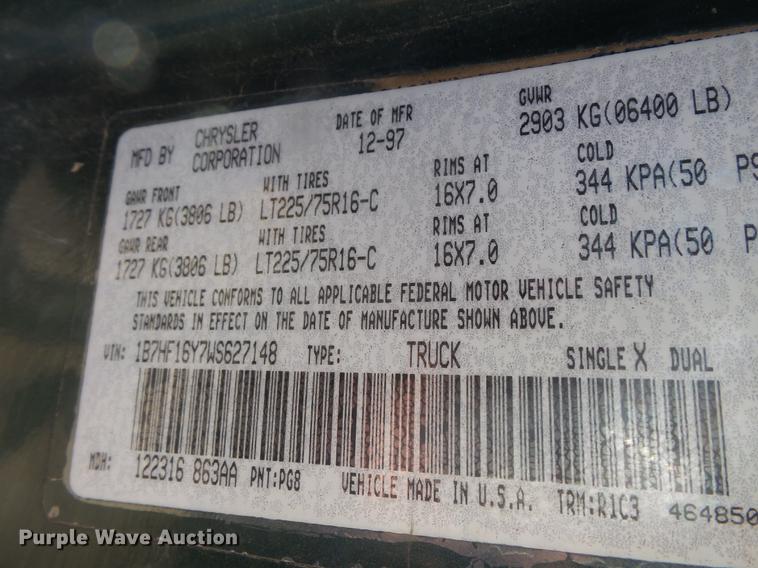 image for item DB8063 1998 Dodge Ram 1500 pickup truck