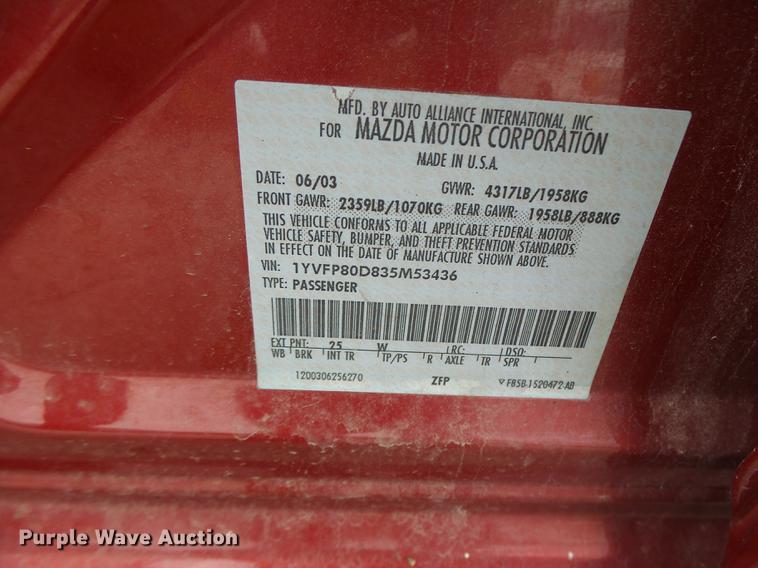 image for item DB9932 2003 Mazda Mazda 6
