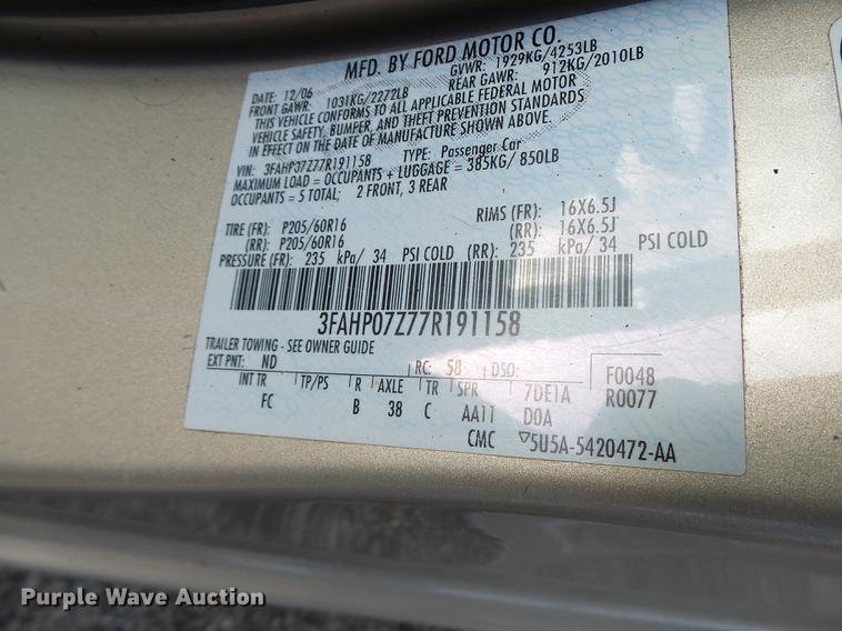 image for item DB9935 2007 Ford Fusion