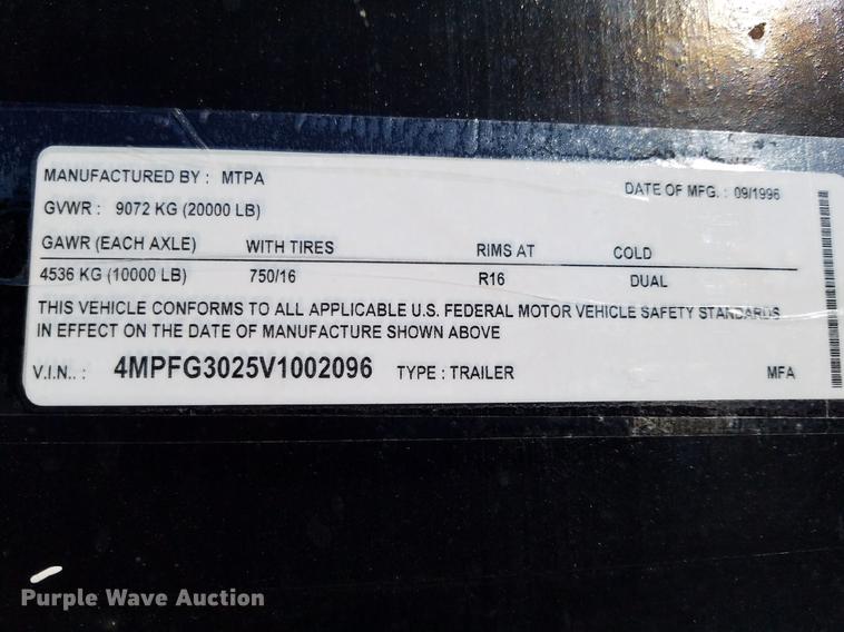 image for item DB9946 1997 Maxwell equipment trailer