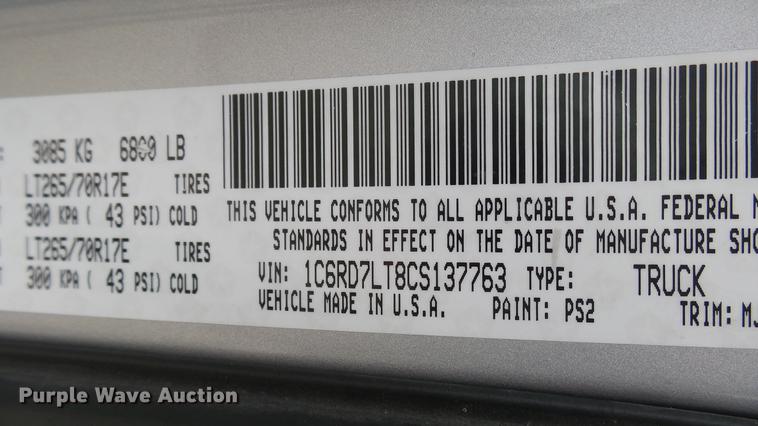 image for item DC1818 2012 Dodge Ram 1500 Crew Cab pickup truck