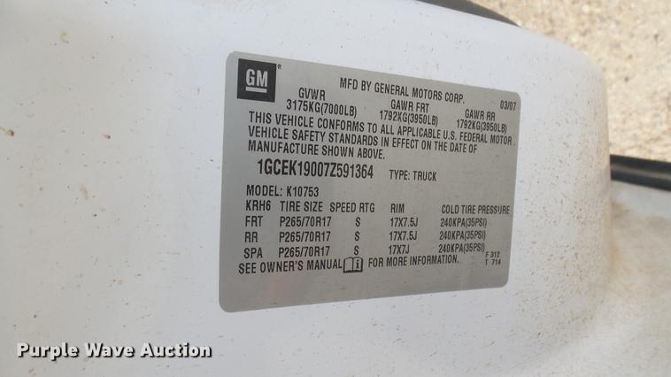 image for item DC1858 2007 Chevrolet Silverado 1500 Ext. Cab pickup truck