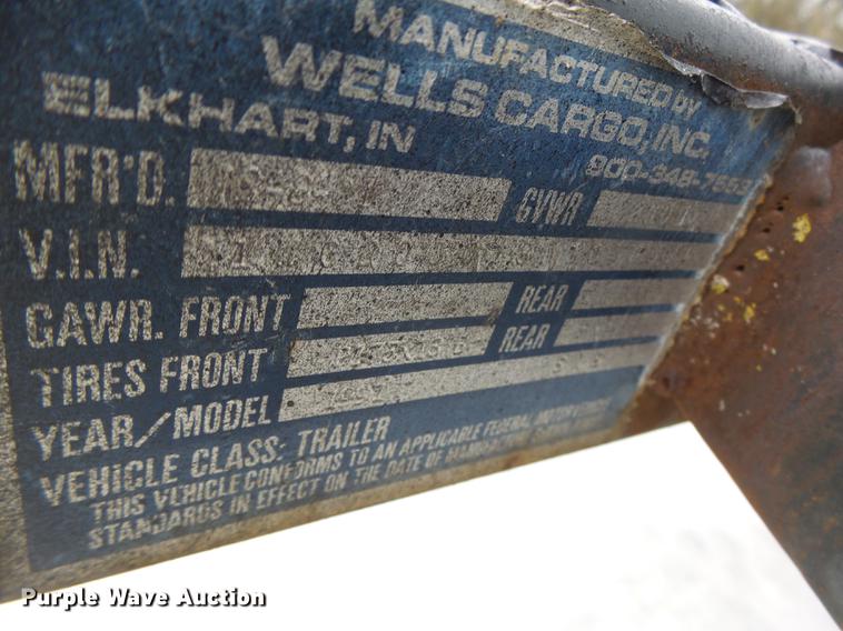 image for item DF9460 1991 Wells Cargo enclosed cargo trailer