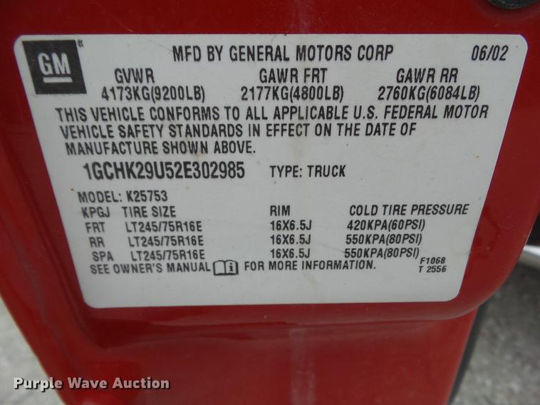 image for item DZ9060 2002 Chevrolet Silverado 2500HD Ext. Cab pickup truck