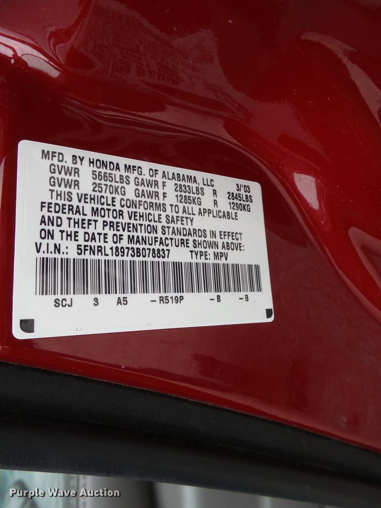 image for item DZ9062 2003 Honda Odyssey EXL van