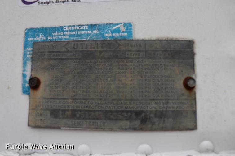 image for item ED9670 1986 Utility VS1D dry van trailer