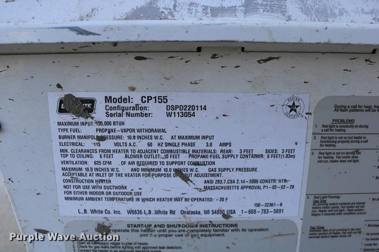 image for item EE9789 2009 Tradesman 155 Ultra propane heater