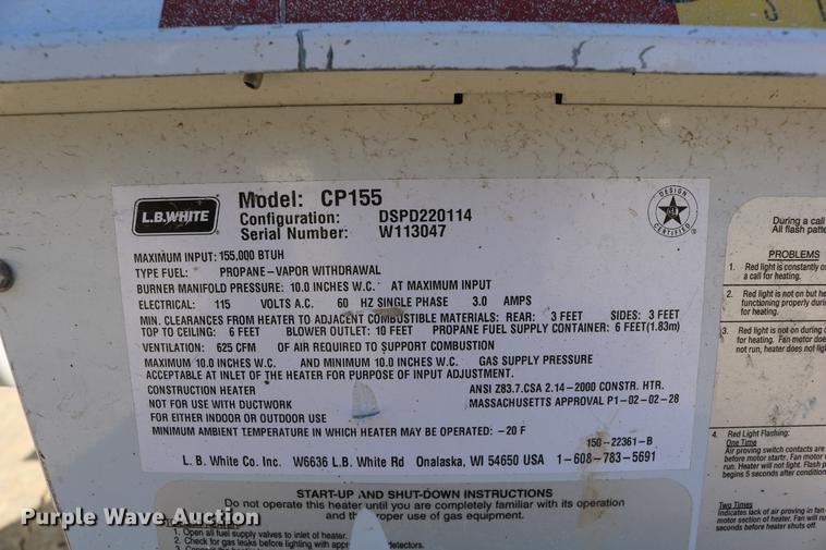 image for item EE9801 2009 Tradesman 155 Ultra propane heater