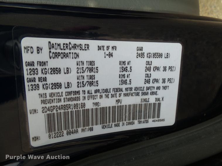 image for item J5399 2005 Dodge Grand Caravan van