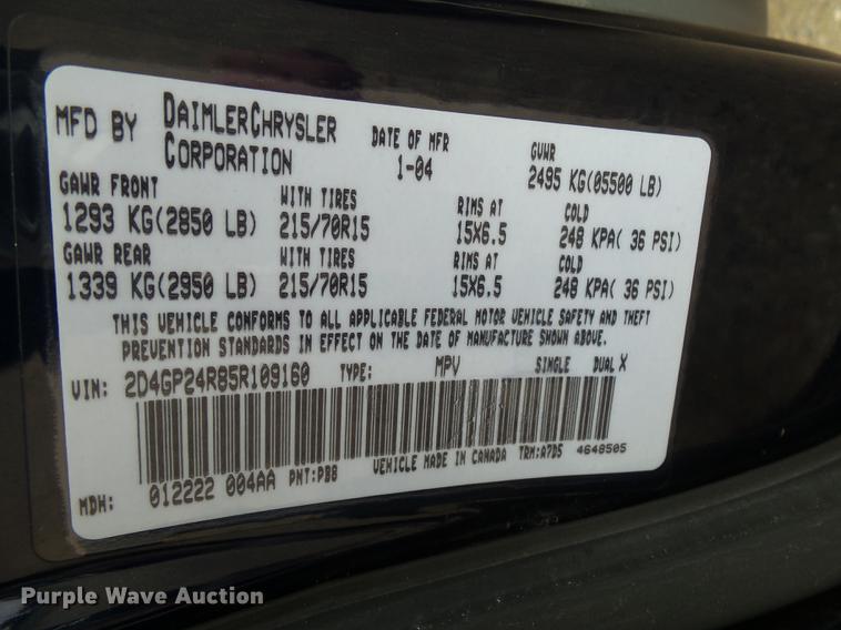 image for item J5399 2005 Dodge Grand Caravan van