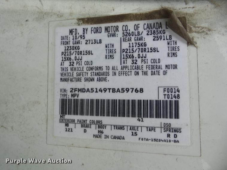 image for item J8576 1996 Ford Windstar van