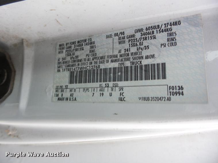 image for item J8578 1998 Ford Econoline E150 van