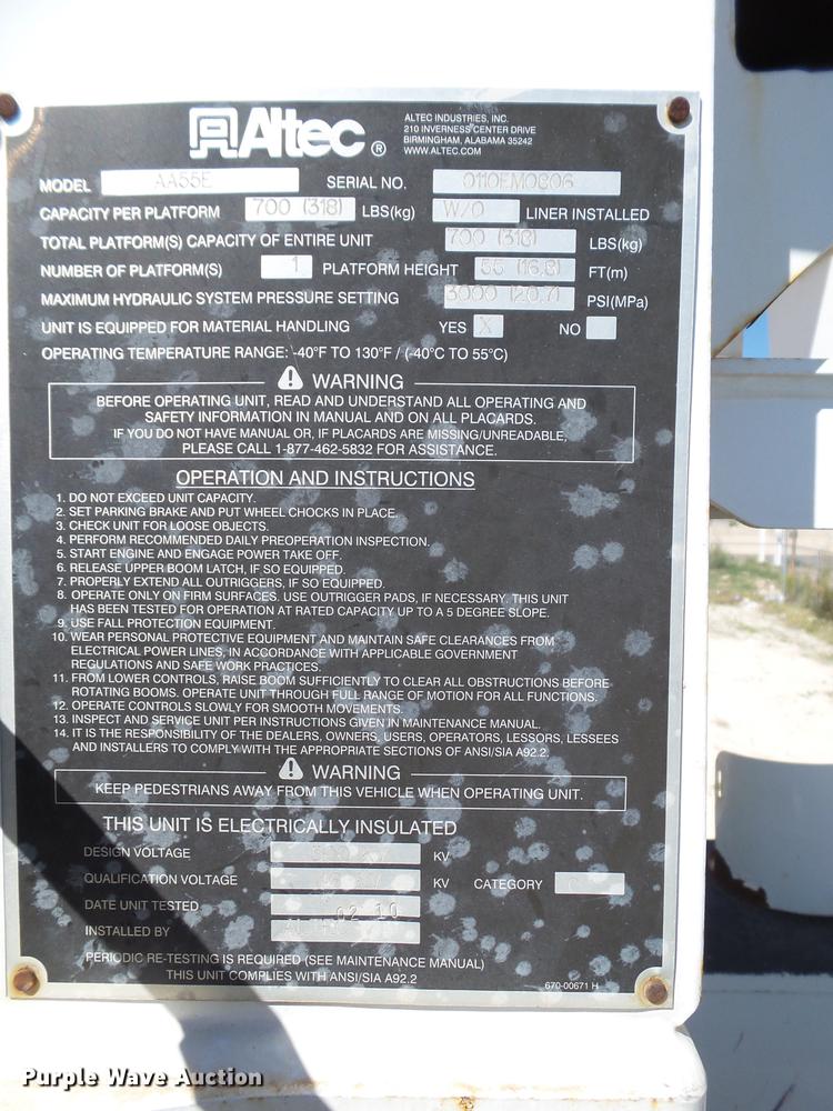 image for item BJ9951 2010 International 7300 bucket truck