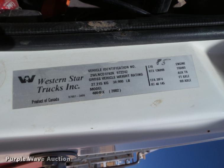 image for item BJ9952 2002 Western Star 4864FX crane truck