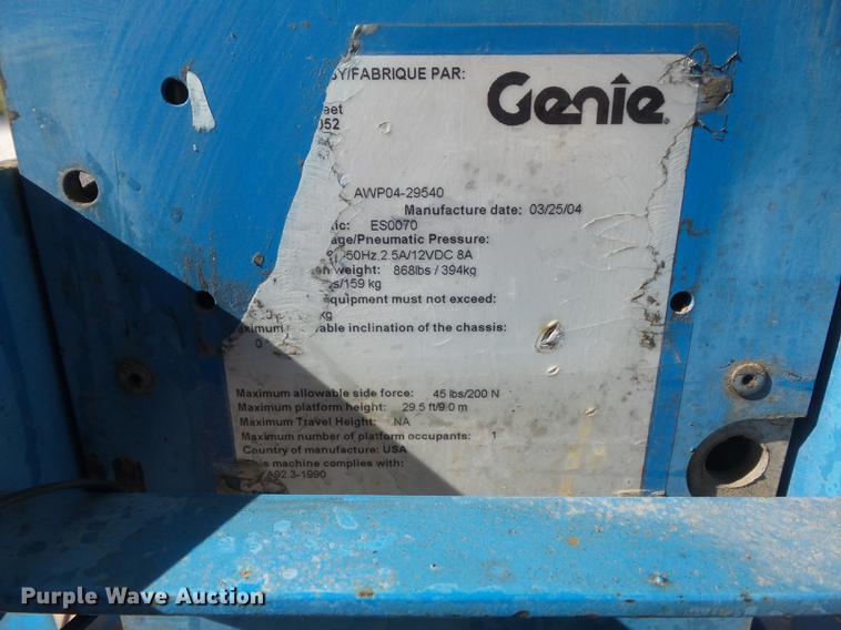 image for item CC9657 2004 Genie AWP-30S vertical lift