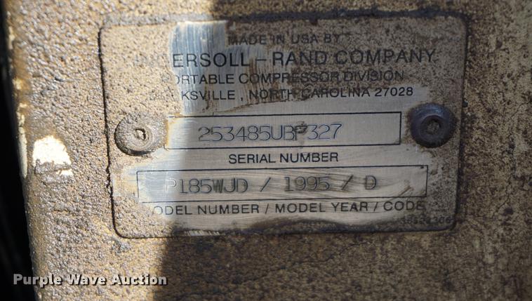 image for item DA1250 1995 Ingersoll Rand 185 air compressor