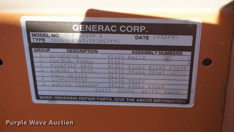 image for item DA1334 1995 Generac 95A00258S generator