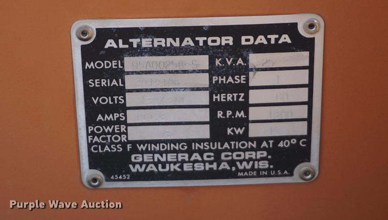 image for item DA1334 1995 Generac 95A00258S generator