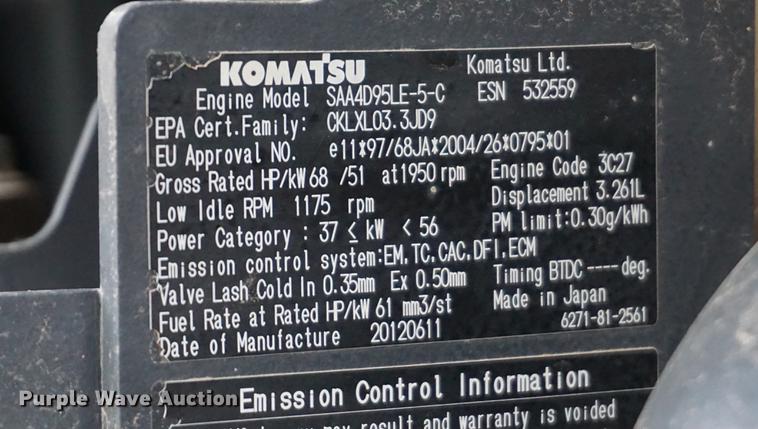 image for item DA1414 2013 Komatsu PC88MR-8 mini excavator