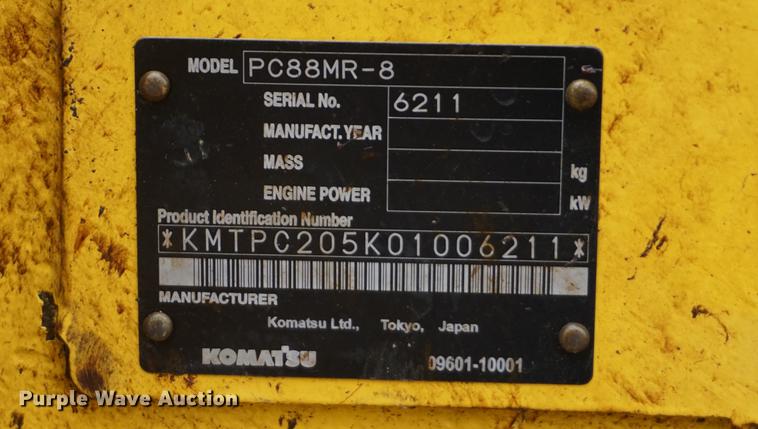 image for item DA1414 2013 Komatsu PC88MR-8 mini excavator