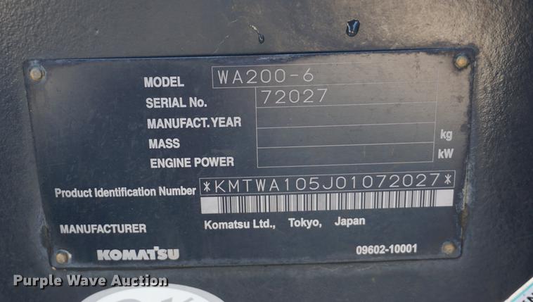 image for item DA1422 2013 Komatsu WA200-6 wheel loader