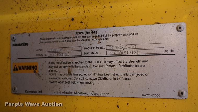 image for item DA1423 2013 Komatsu PC360LC-10 excavator