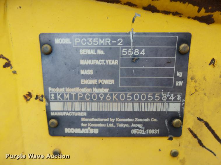 image for item DB4225 2004 Komatsu PC35MR-2 compact excavator