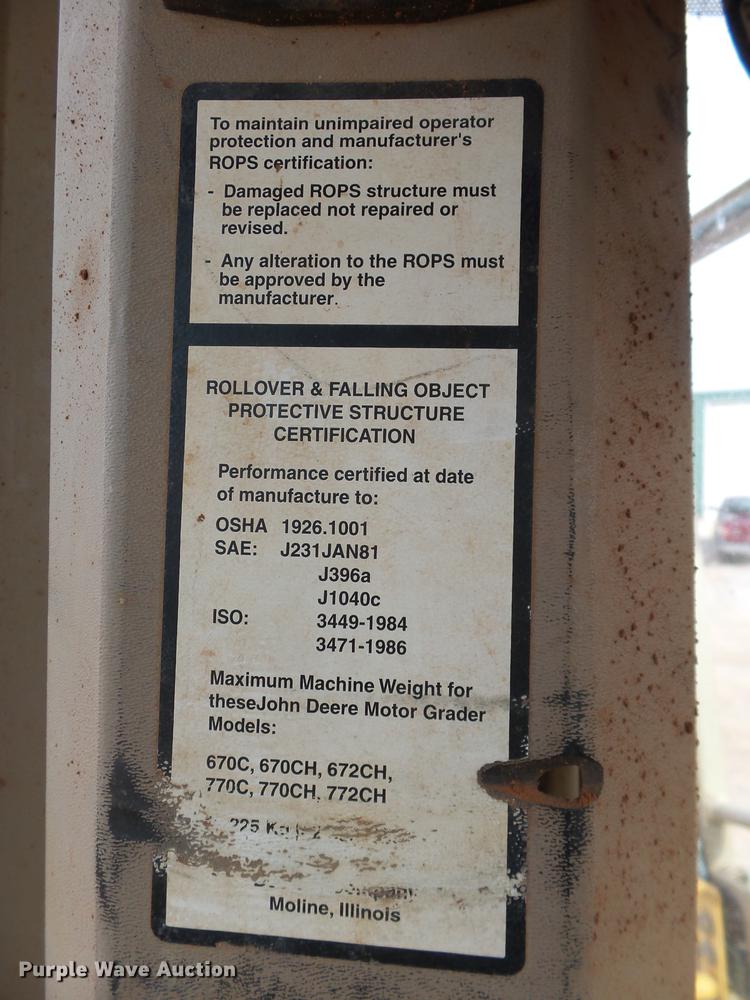 image for item DB4232 1997 John Deere 670CH motor grader