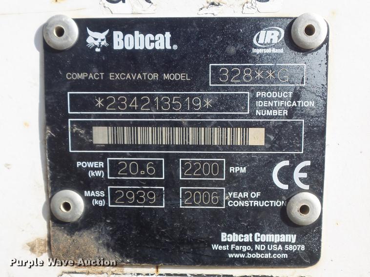 image for item DB6368 2006 Bobcat 328 compact excavator