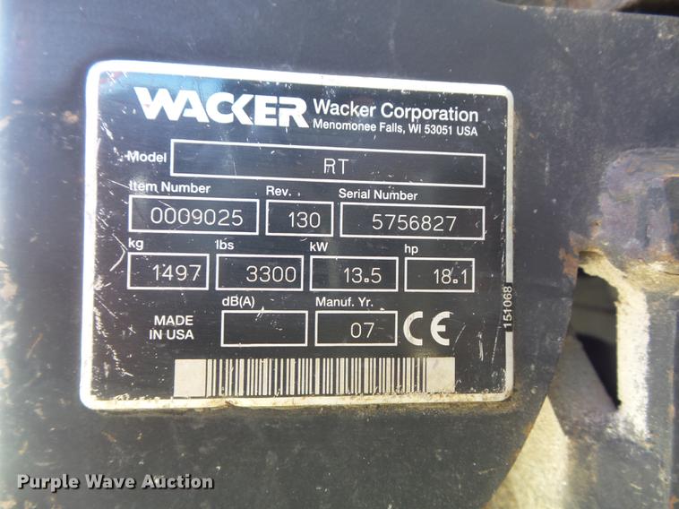 image for item DB6370 2007 Wacker RT trench compactor