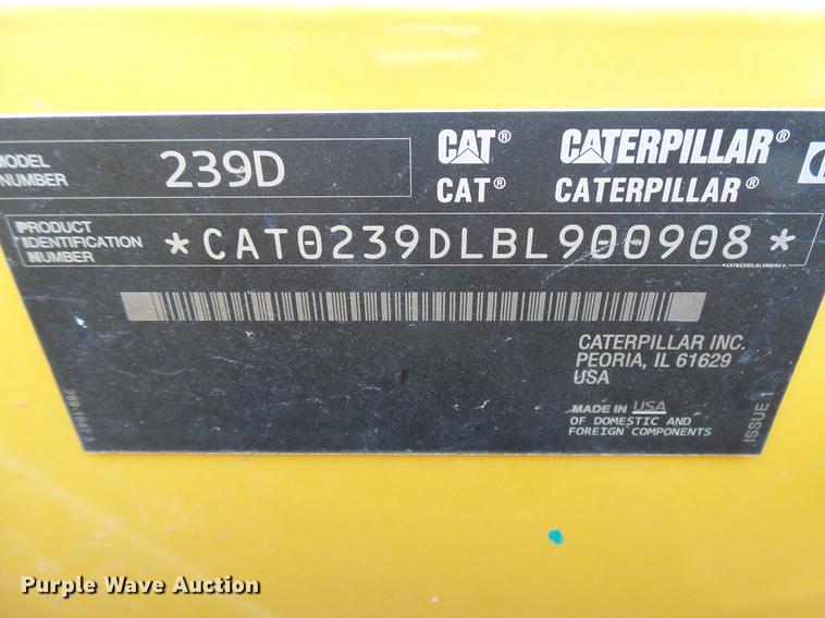 image for item DC3784 2016 Caterpillar 239D skid steer